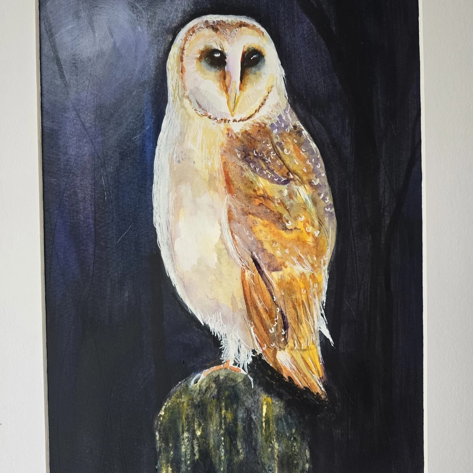 Watercolour Painting Barn Owl Bird Wildlife Art thumbnail 2