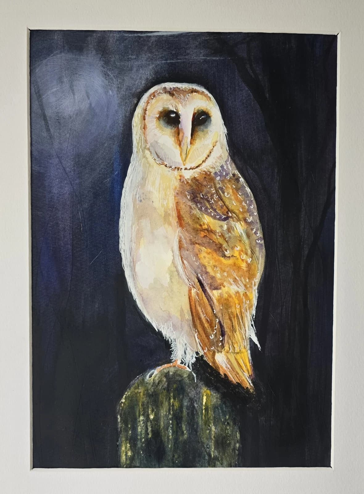 Watercolour Painting Barn Owl Bird Wildlife Art thumbnail 14