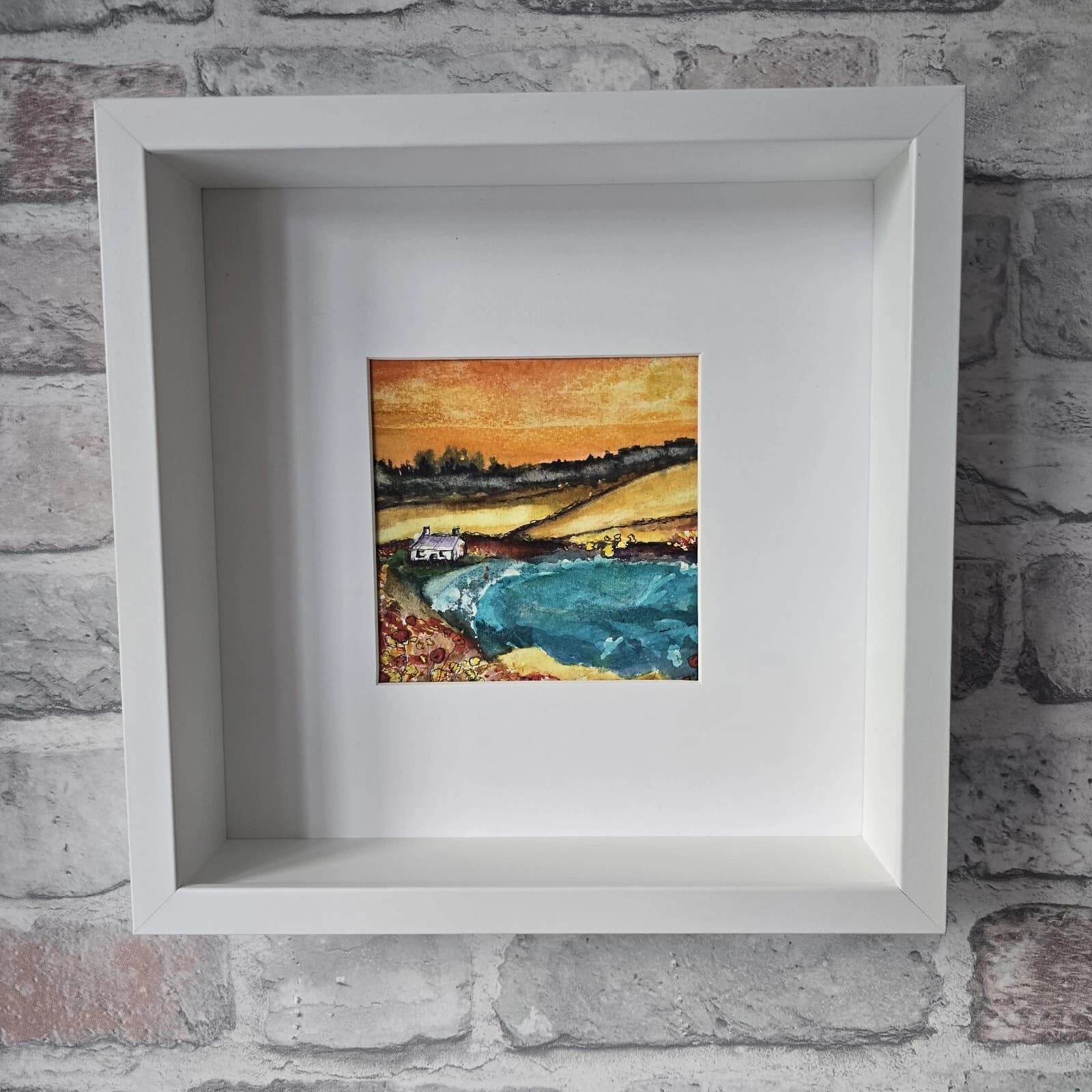 Watercolour Painting Coastal Cottage Box-Frame thumbnail 4
