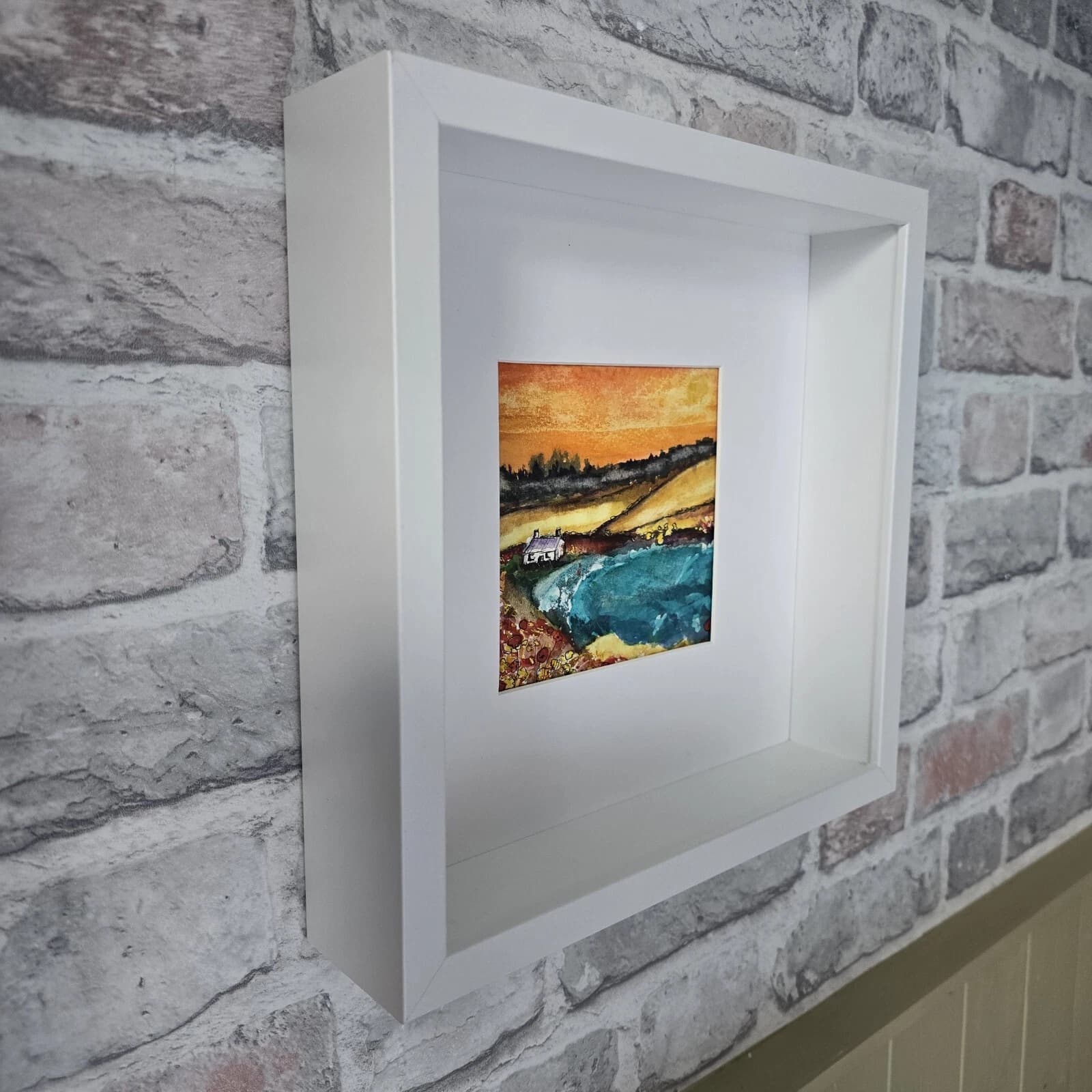 Watercolour Painting Coastal Cottage Box-Frame thumbnail 5