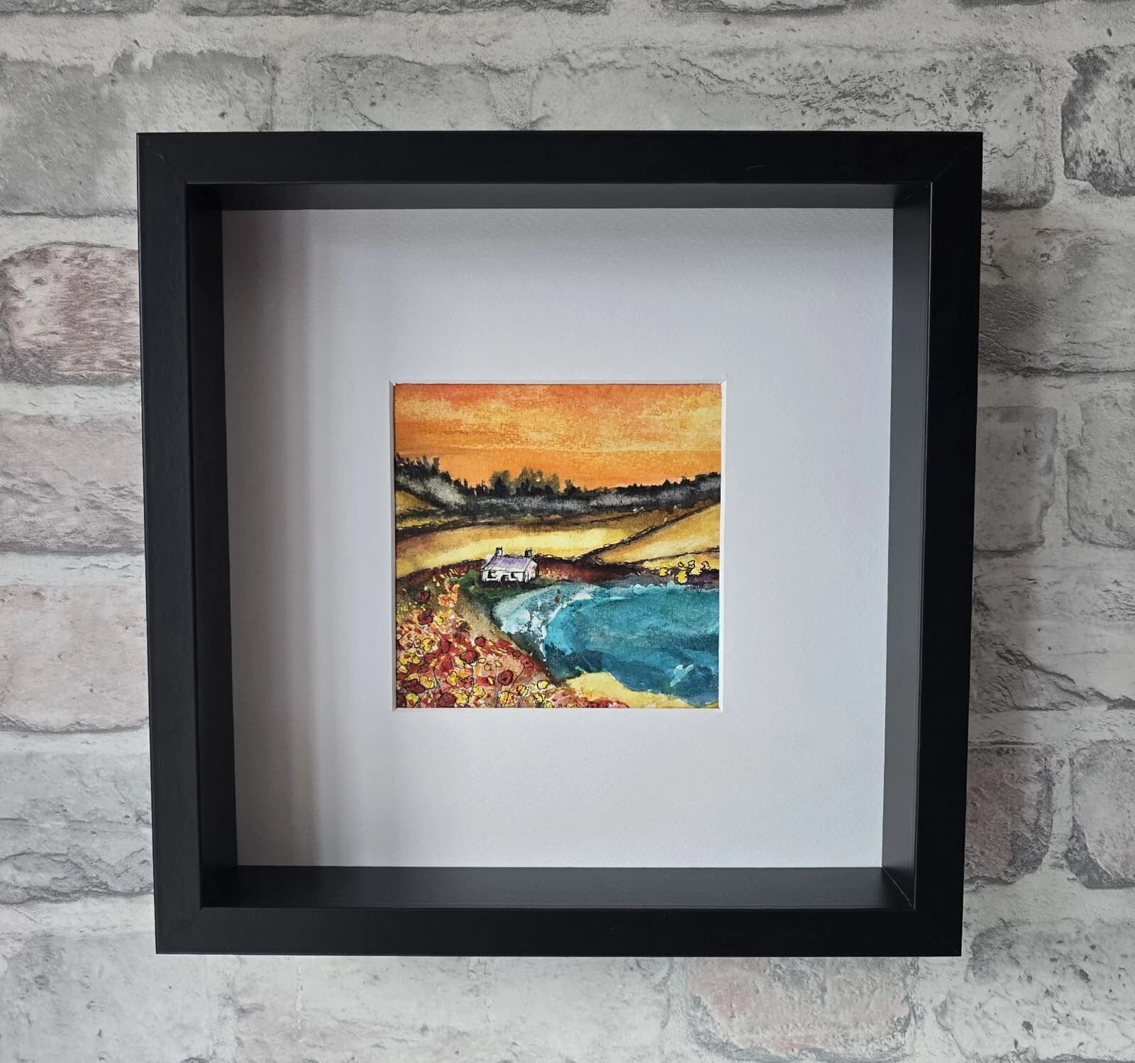 Watercolour Painting Coastal Cottage Box-Frame thumbnail 8