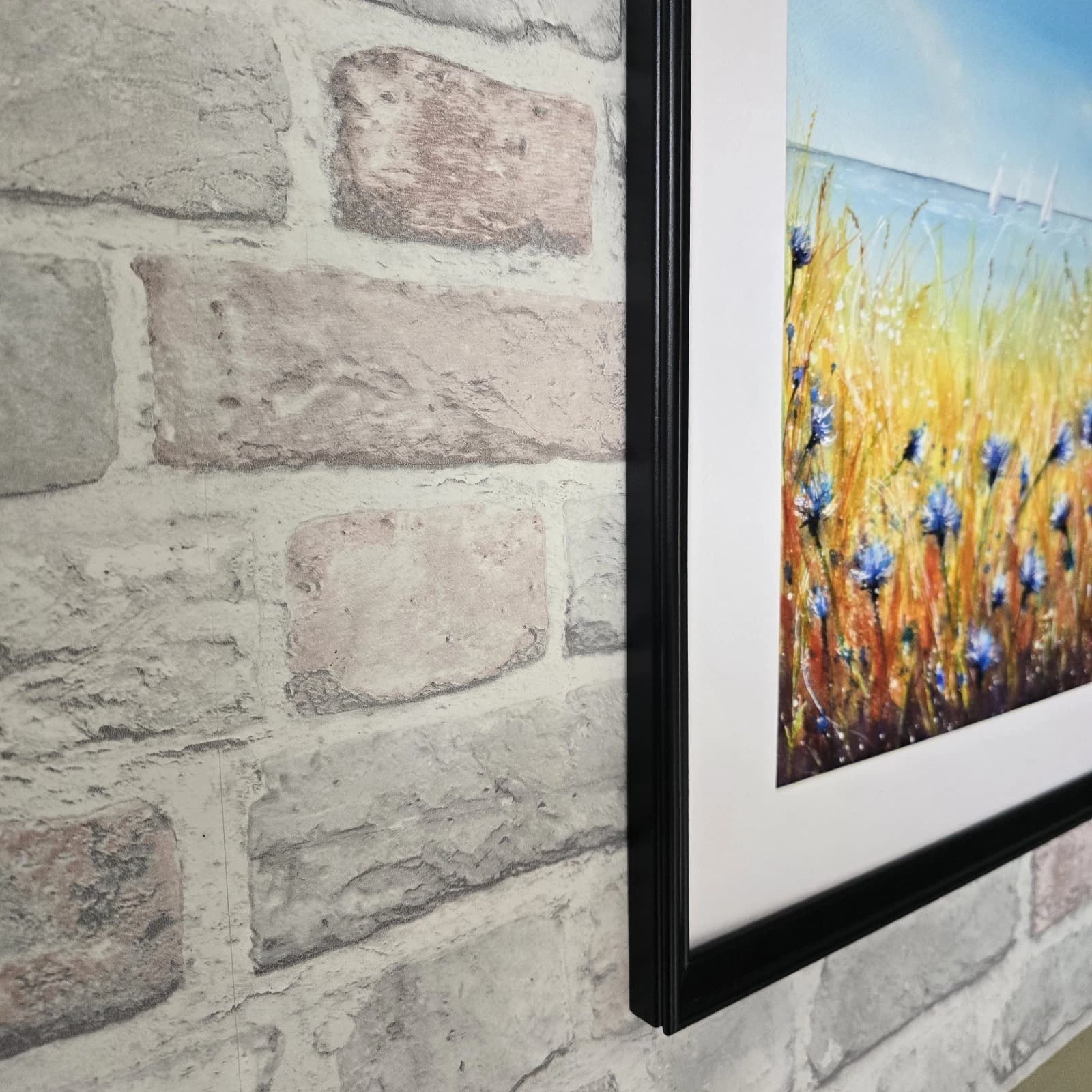 Watercolour Painting Floral Coastal Boats Framed Cornflowers thumbnail 7