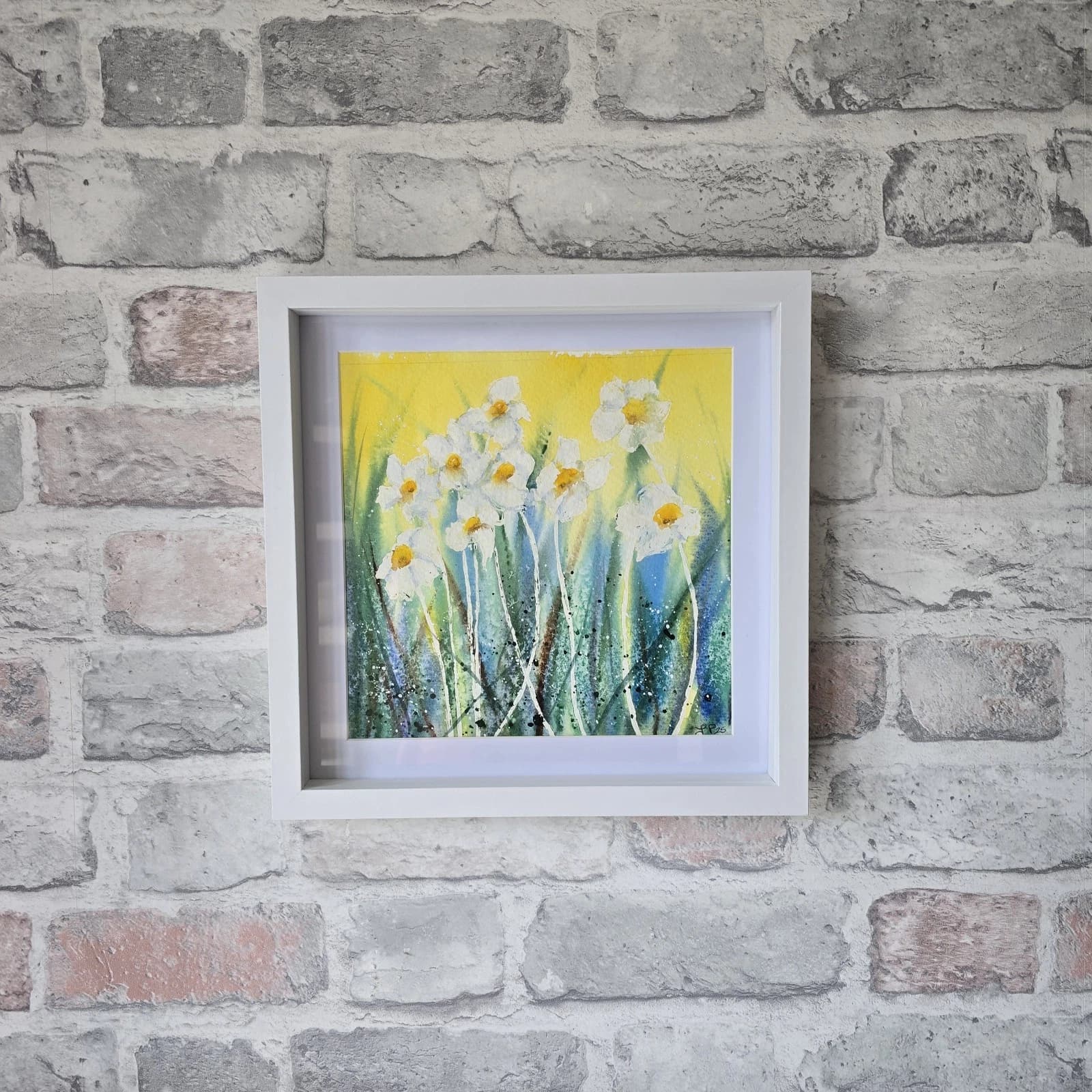 Watercolour Painting Floral Daisies Spring Framed thumbnail 2