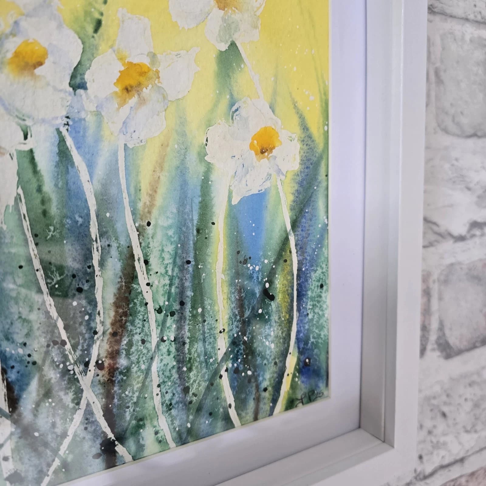Watercolour Painting Floral Daisies Spring Framed thumbnail 6