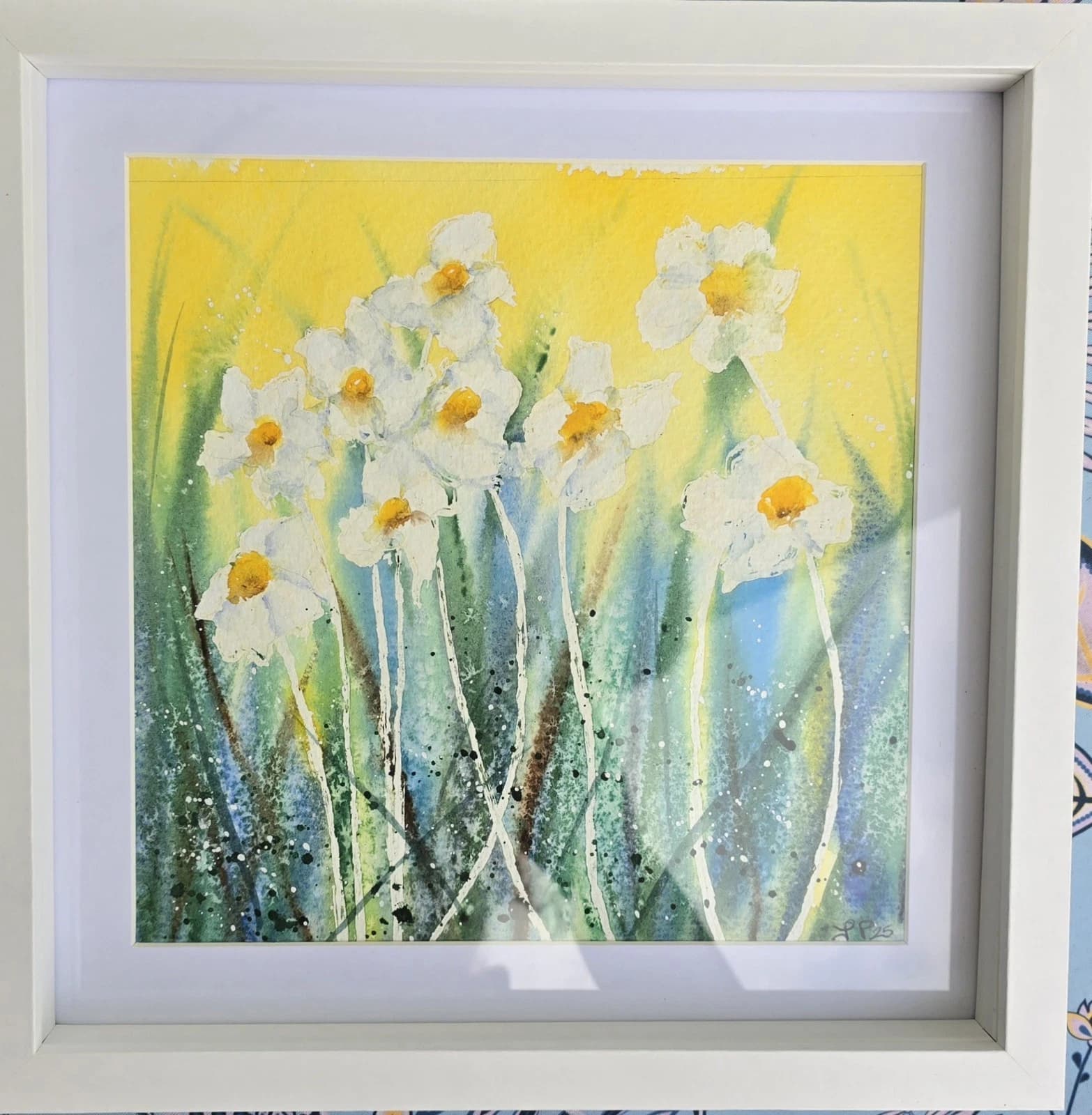 Watercolour Painting Floral Daisies Spring Framed thumbnail 7