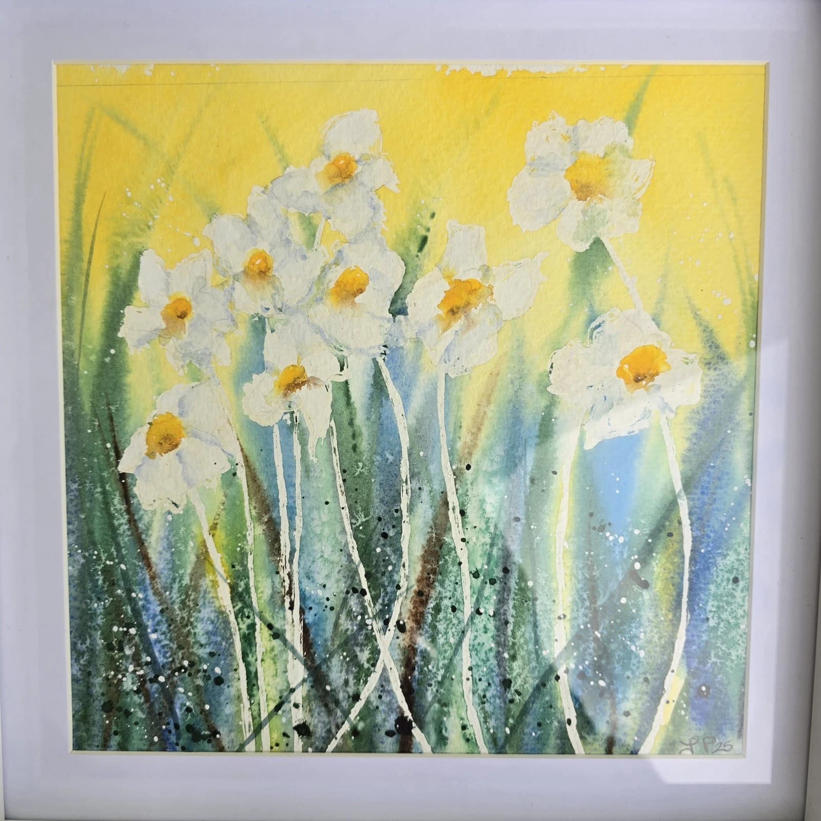Watercolour Painting Floral Daisies Spring Framed thumbnail 8