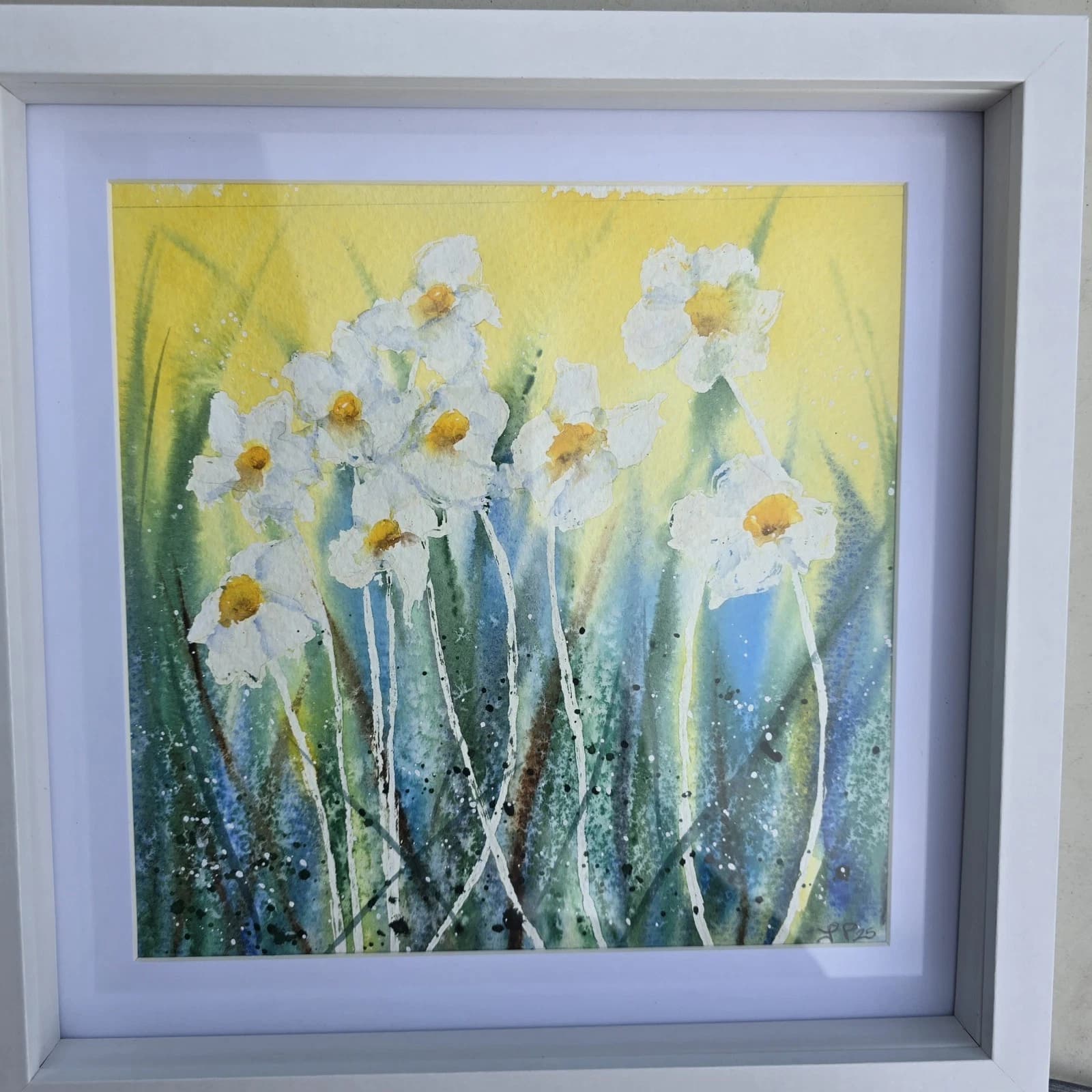 Watercolour Painting Floral Daisies Spring Framed thumbnail 9