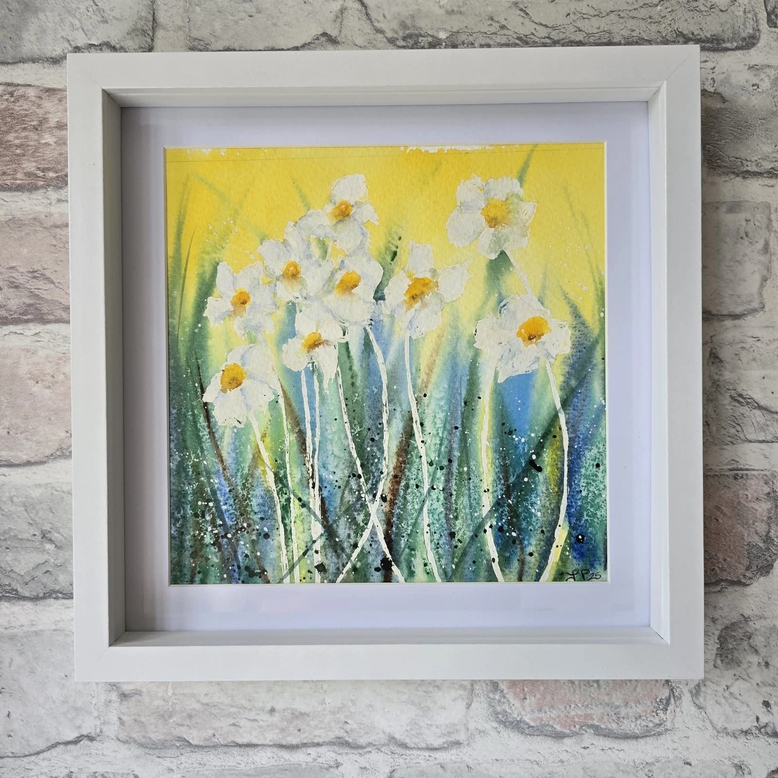 Watercolour Painting Floral Daisies Spring Framed
