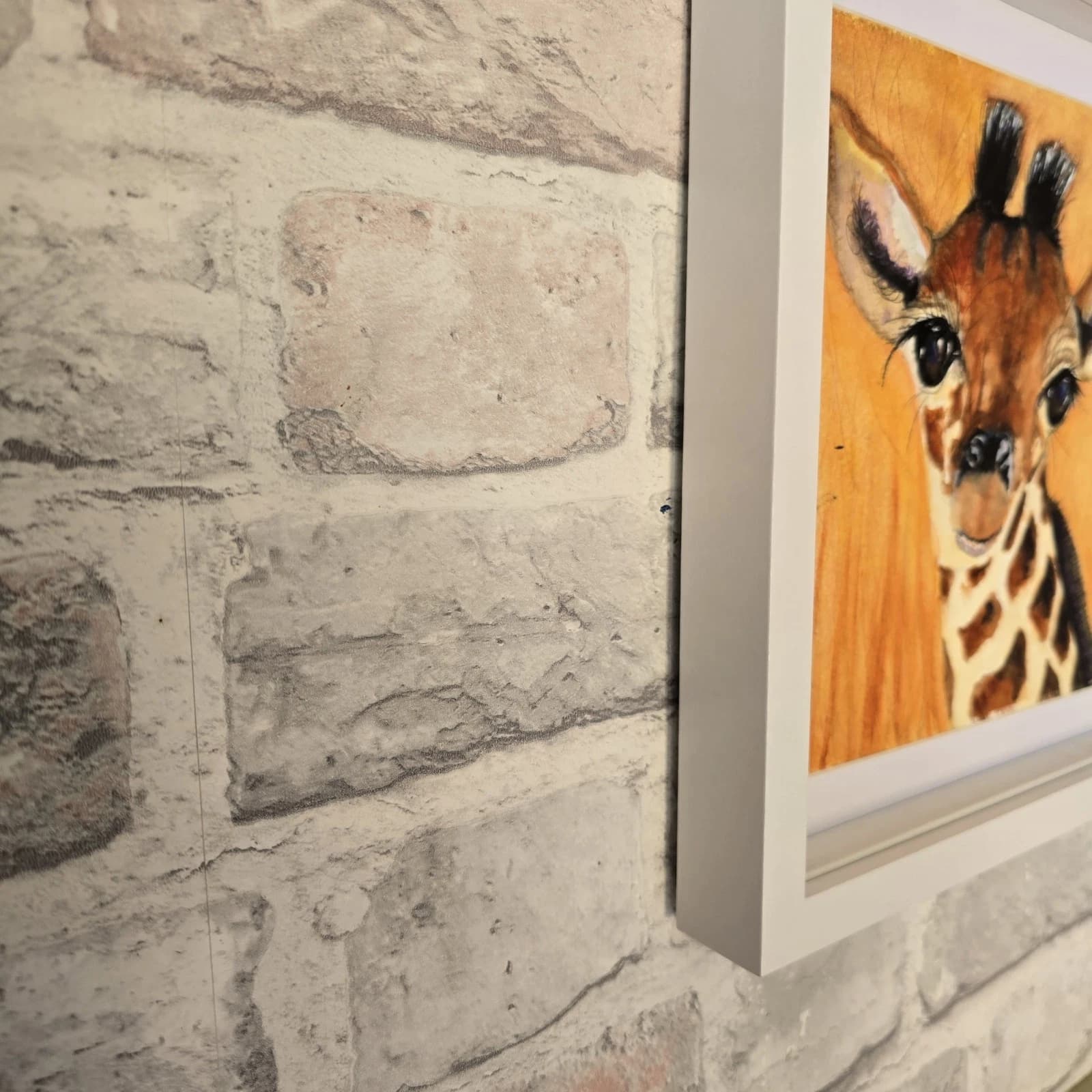 Watercolour Painting Giraffe Calf Baby Portrait Framed Art thumbnail 9