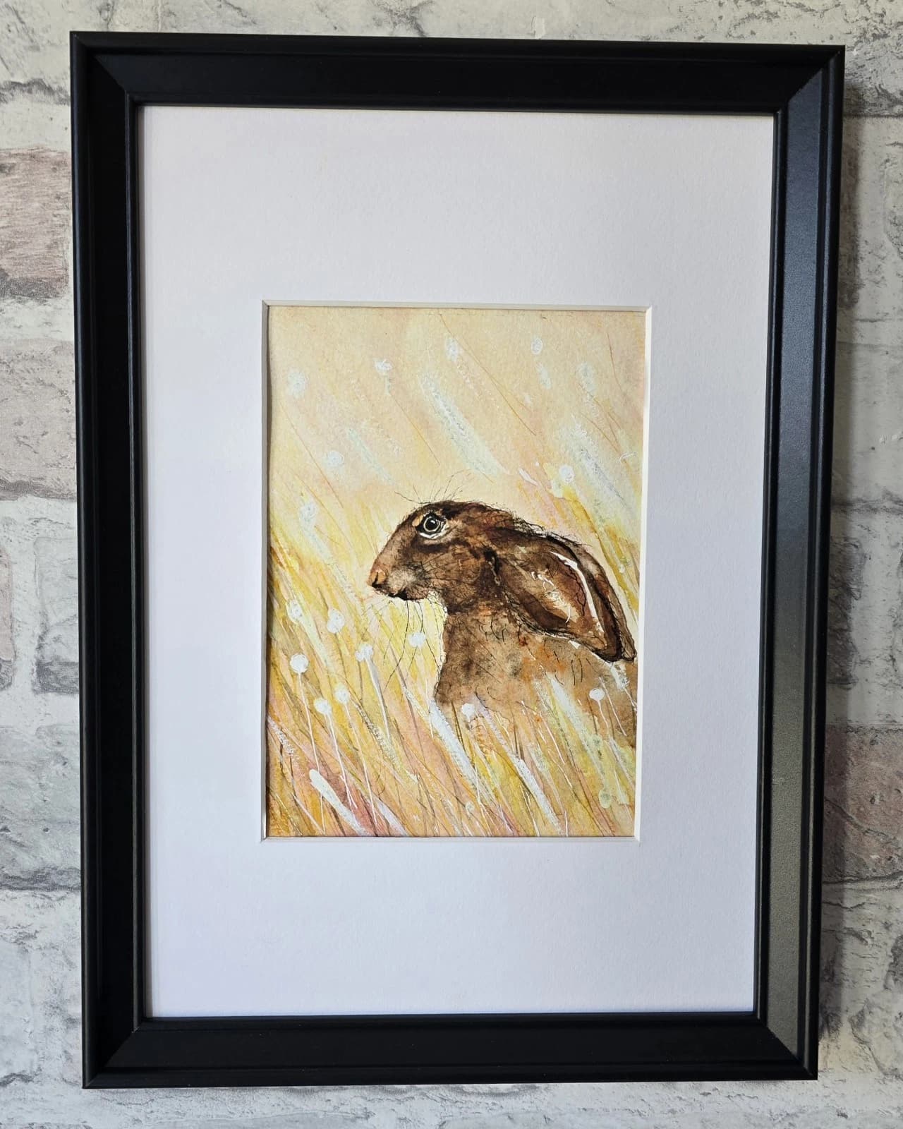 Watercolour Painting Hare Meadow Easter Spring Gift Framed thumbnail 14