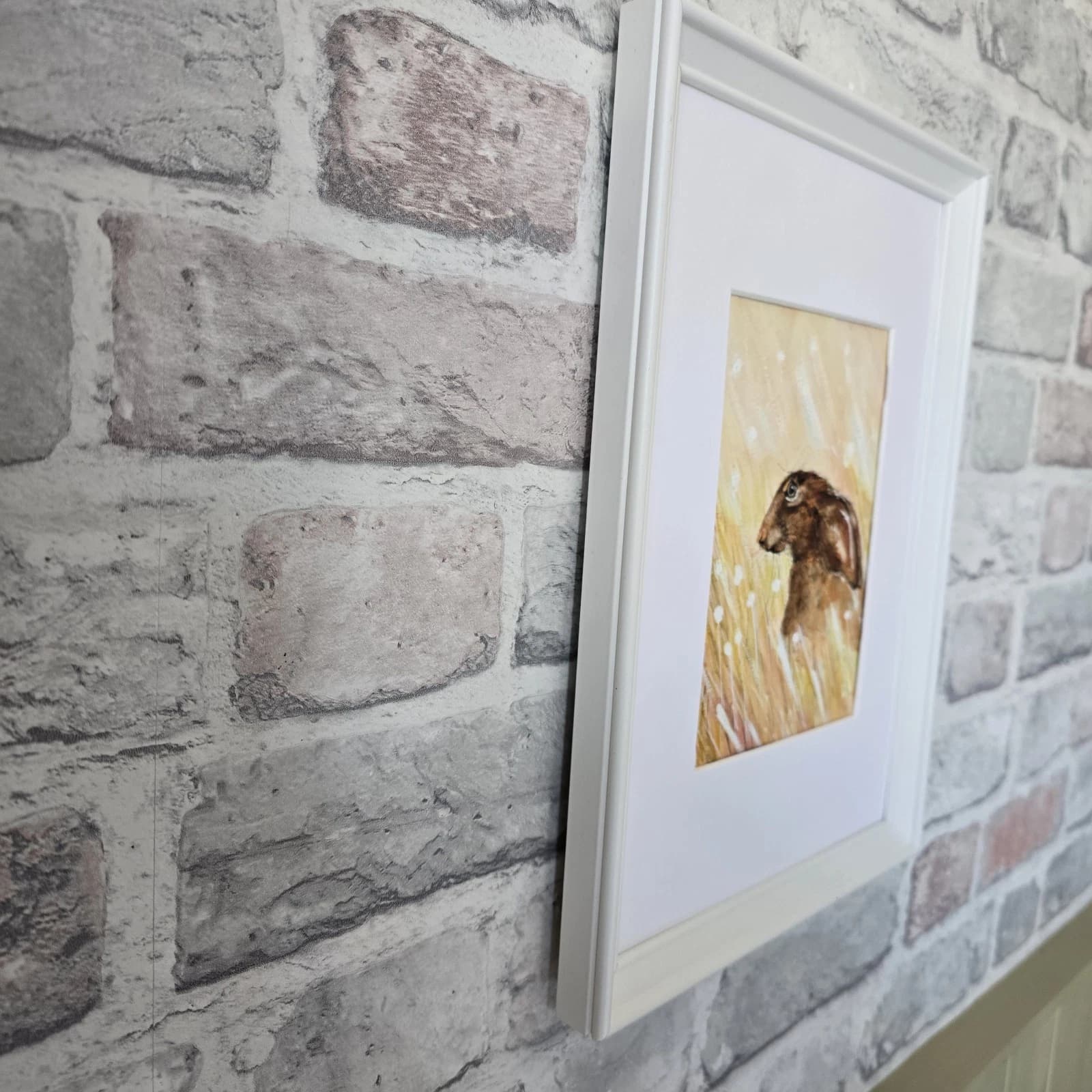 Watercolour Painting Hare Meadow Easter Spring Gift Framed thumbnail 9