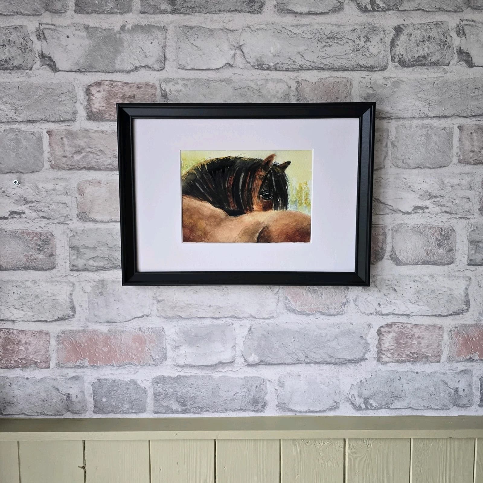 Watercolour Painting Horse Pony Bay Framed thumbnail 4