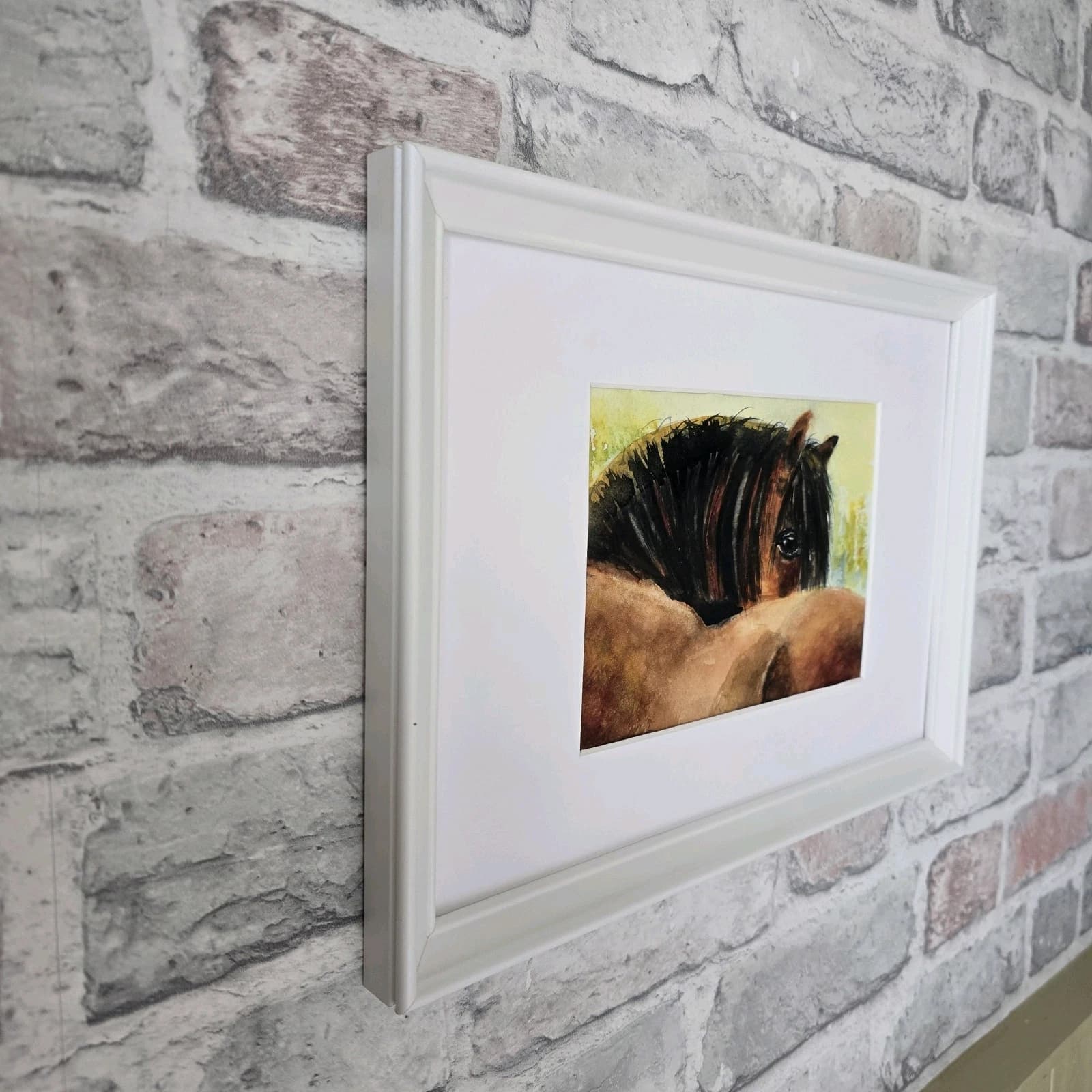 Watercolour Painting Horse Pony Bay Framed thumbnail 7