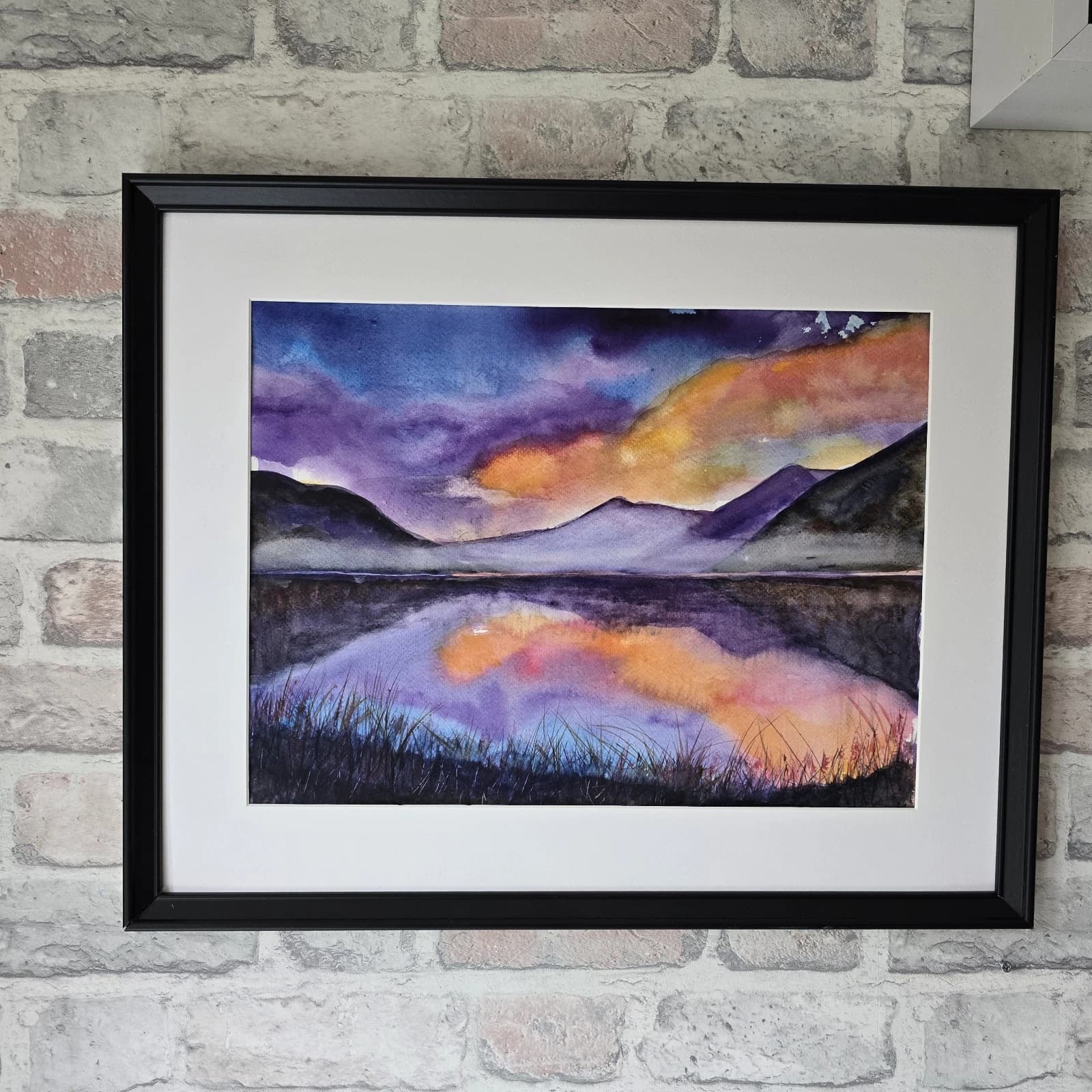 Watercolour Painting Lake District Sunset Framed thumbnail 2