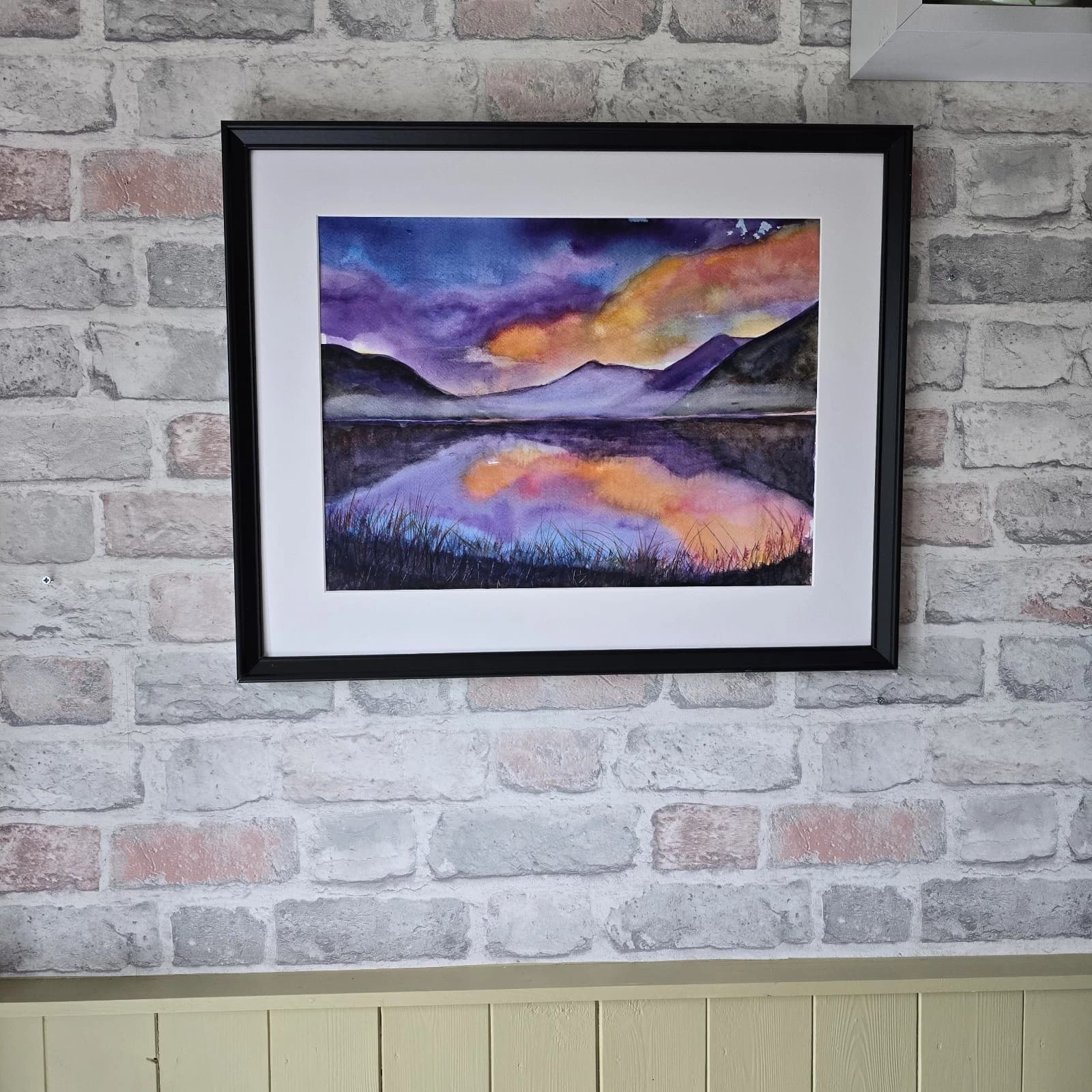 Watercolour Painting Lake District Sunset Framed thumbnail 4