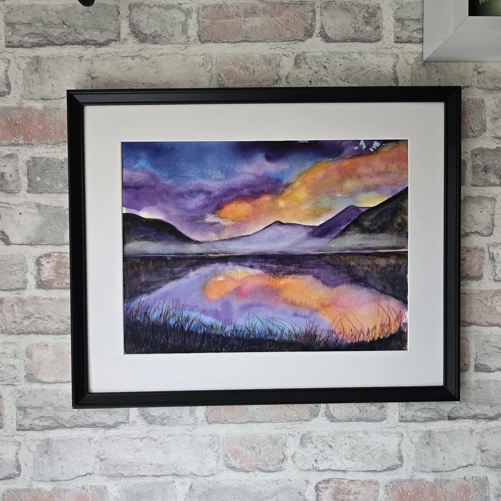 Watercolour Painting Lake District Sunset Framed thumbnail 5