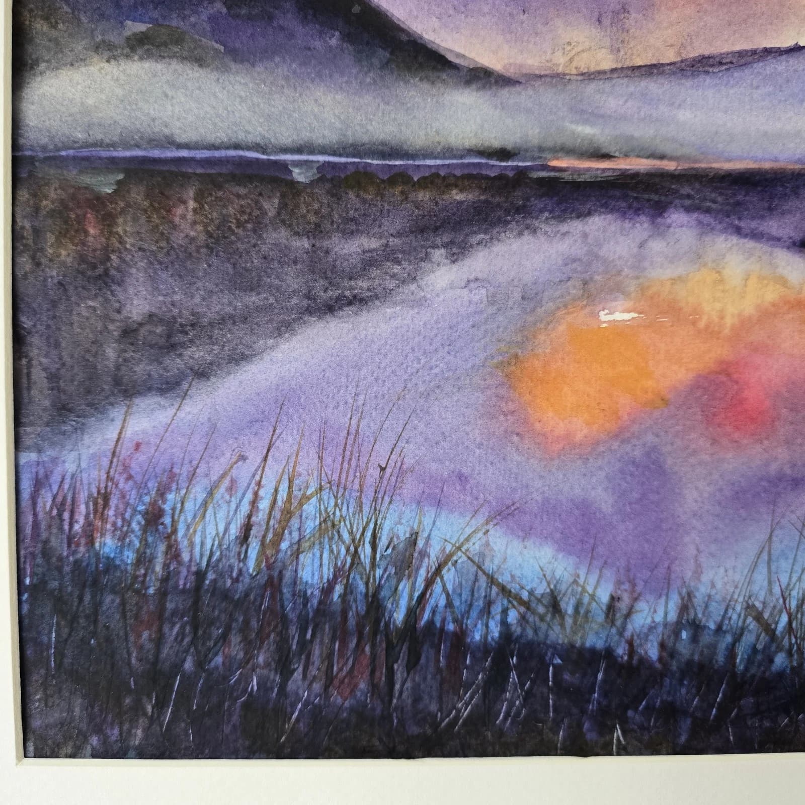 Watercolour Painting Lake District Sunset Framed thumbnail 9