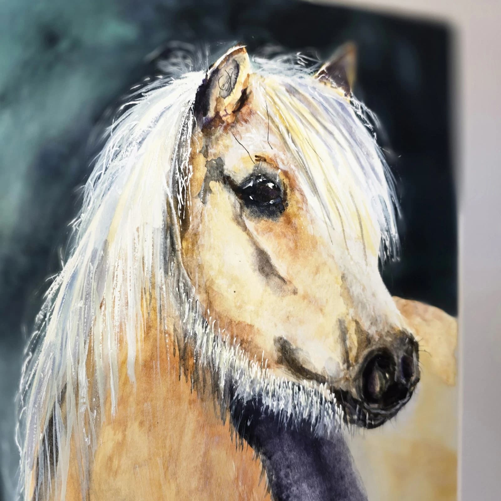 Watercolour Painting Palamino Pony Horse Head thumbnail 18