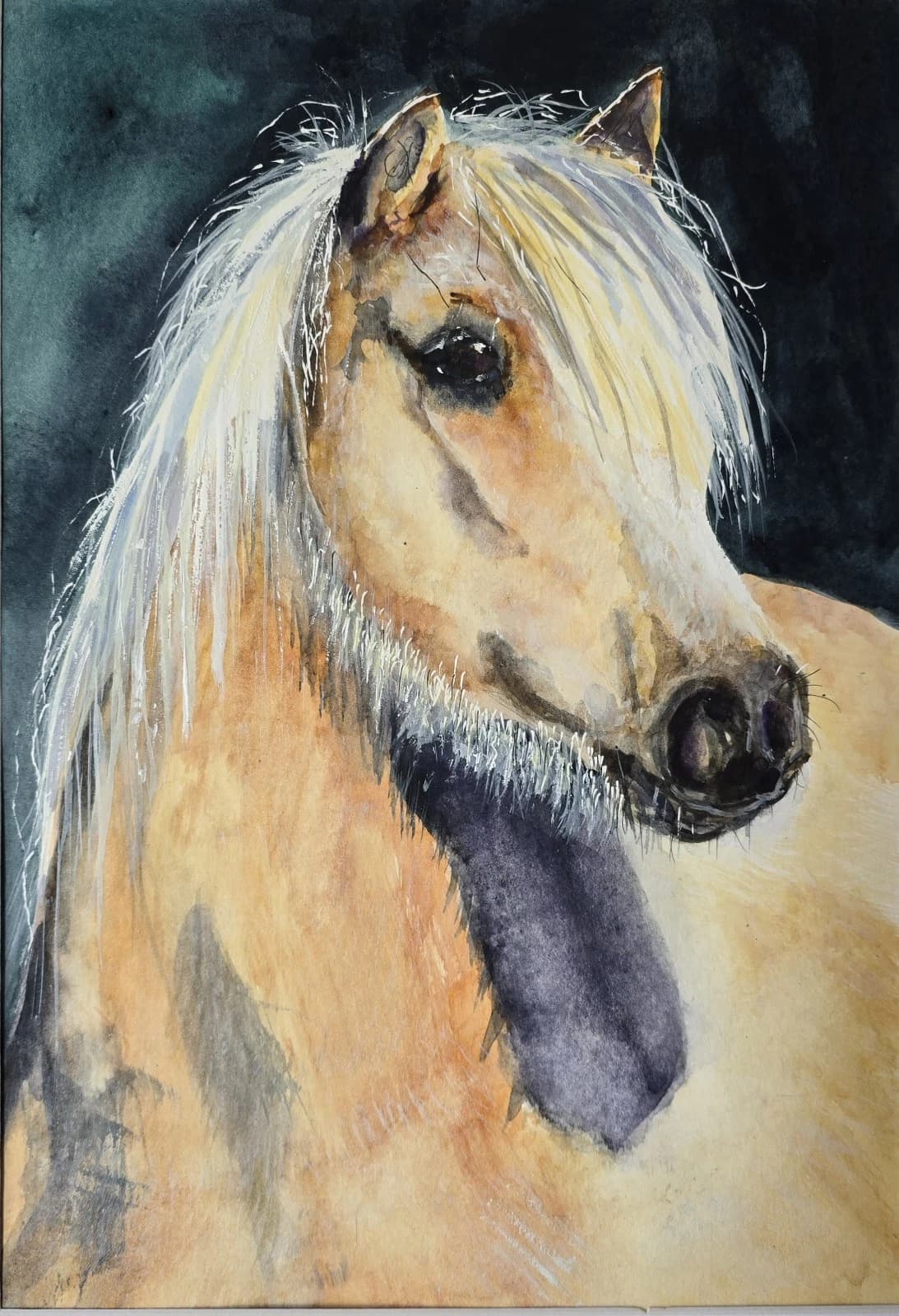 Watercolour Painting Palamino Pony Horse Head thumbnail 19