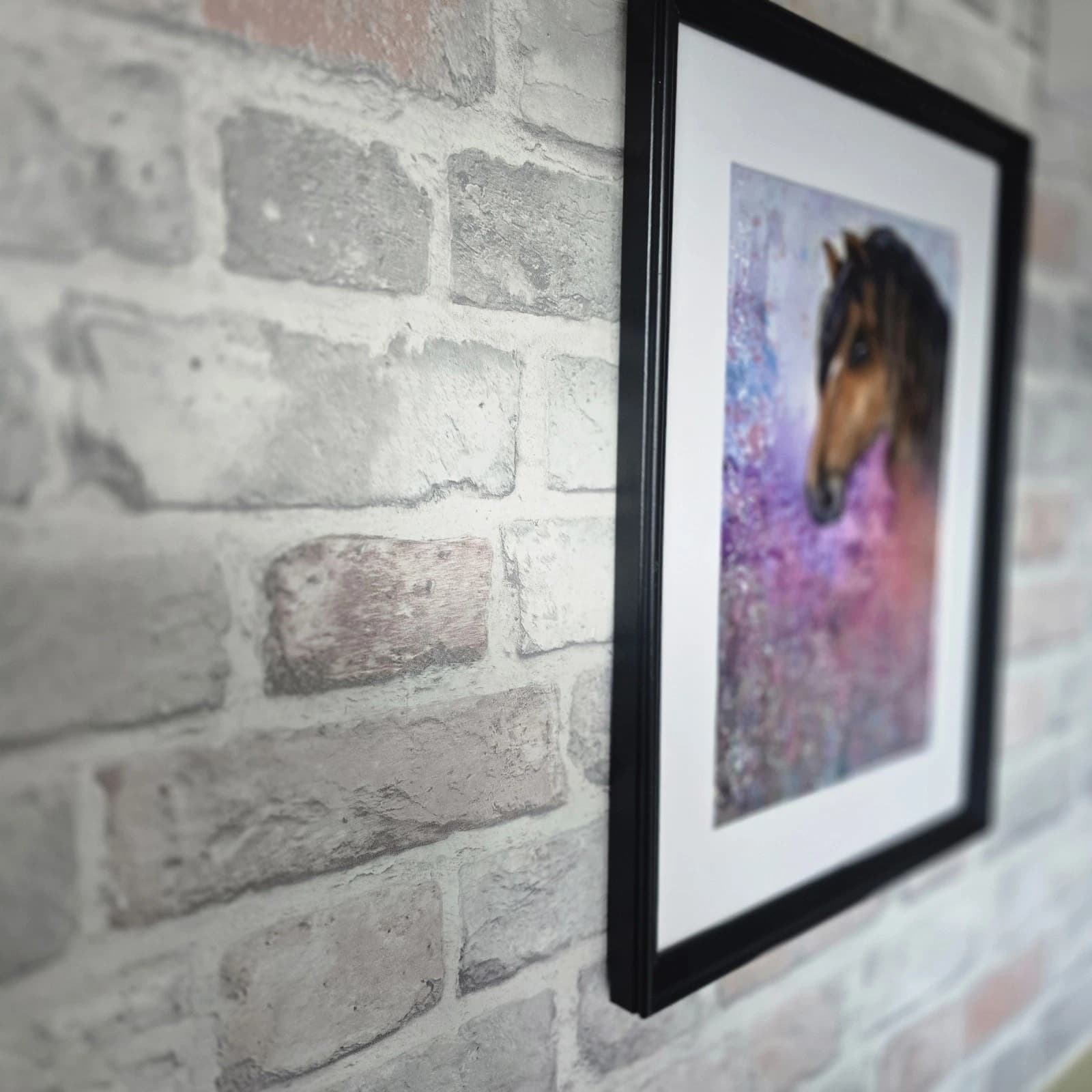 Watercolour Painting Pony Horse Head Floral Fantasy Framed thumbnail 5