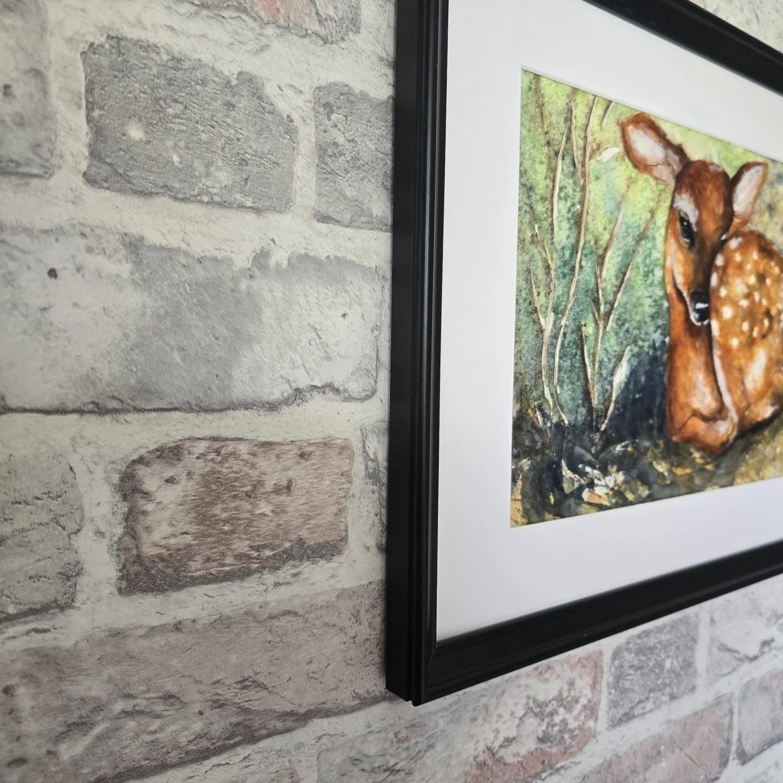 Watercolour Painting Red Dear Fawn Framed thumbnail 3
