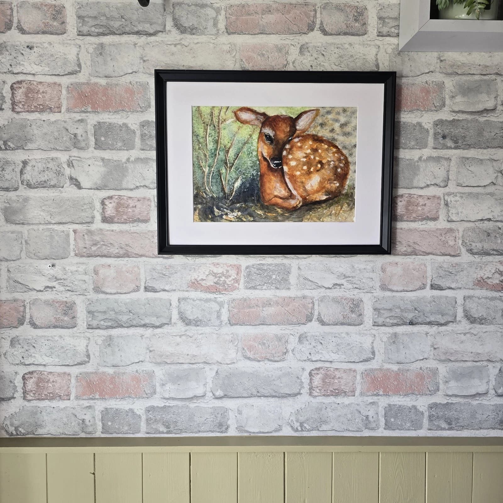 Watercolour Painting Red Dear Fawn Framed thumbnail 4