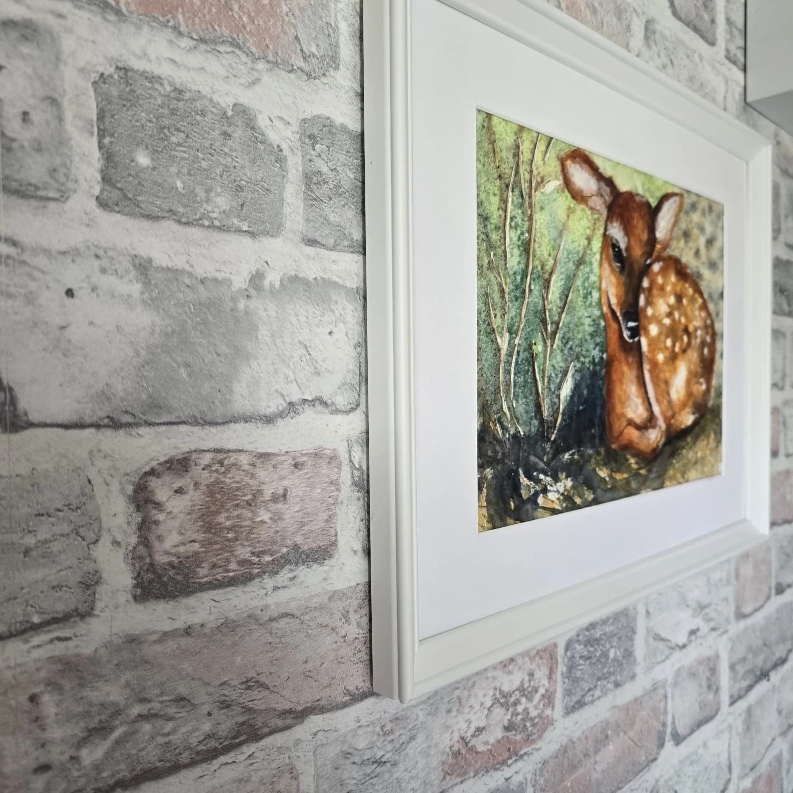 Watercolour Painting Red Dear Fawn Framed thumbnail 8