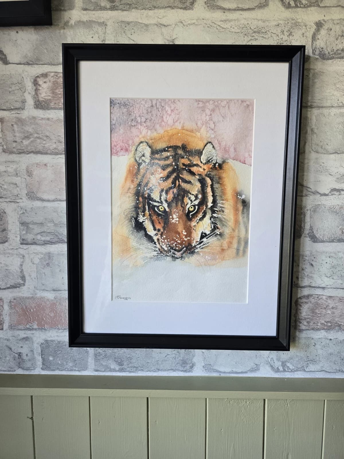 Watercolour Painting Siberian Tiger Snow Framed thumbnail 7