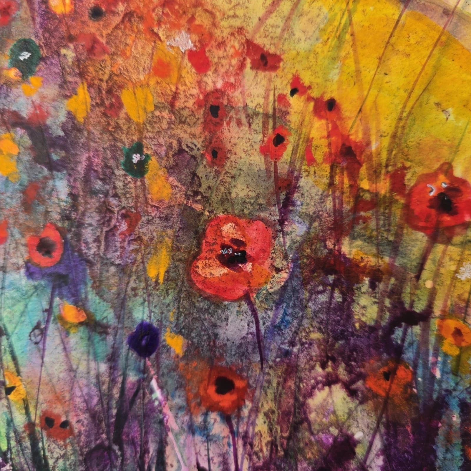 Wildflowers Meadow Landscape Watercolour/ink Painting Floral Framed thumbnail 15