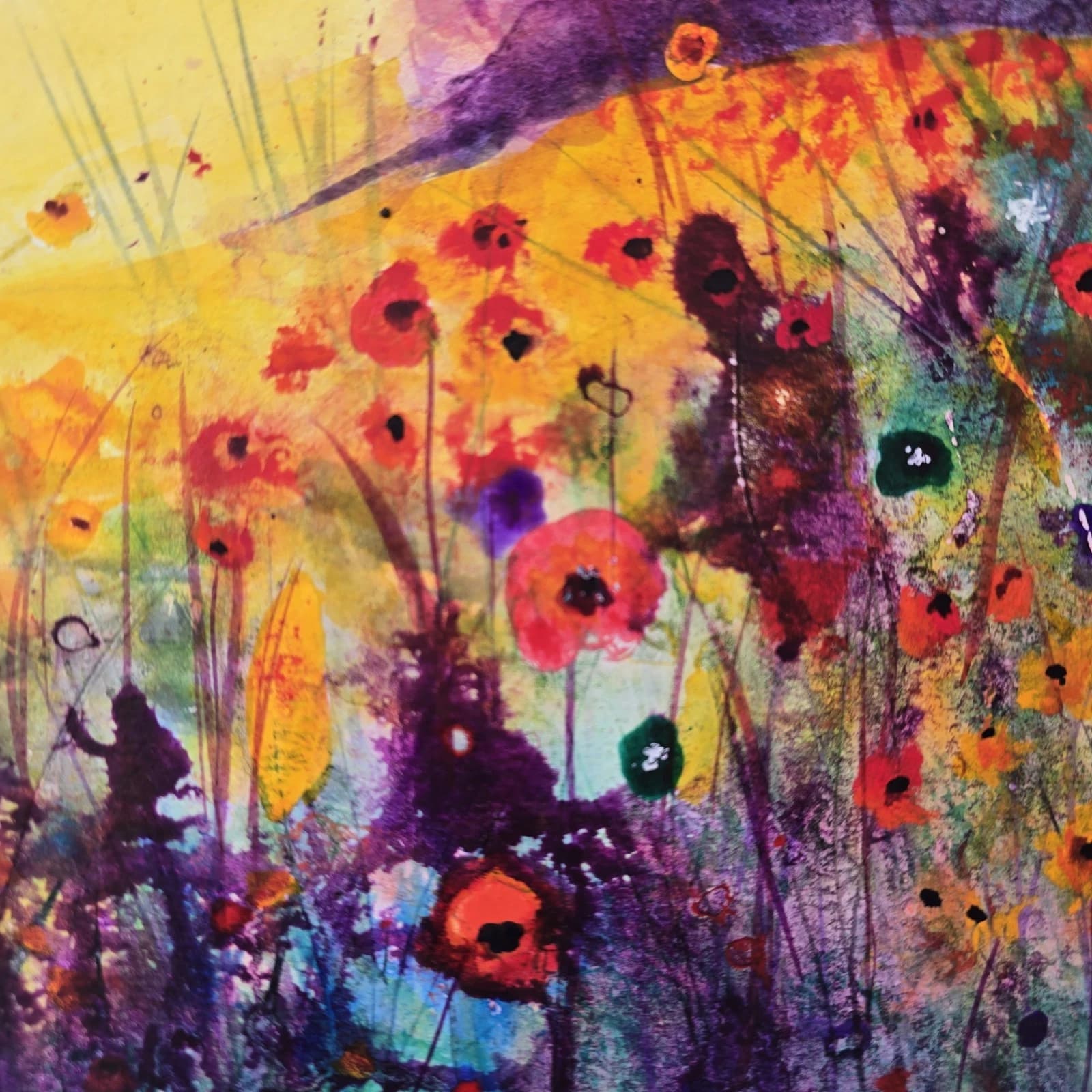 Wildflowers Meadow Landscape Watercolour/ink Painting Floral Framed thumbnail 17