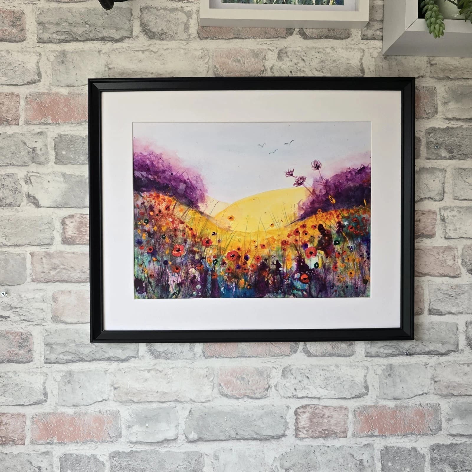 Wildflowers Meadow Landscape Watercolour/ink Painting Floral Framed thumbnail 10